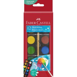 Faber-Castell waterverfdoos - 12 kleuren met penseel - napje 24 rond - FC-125017