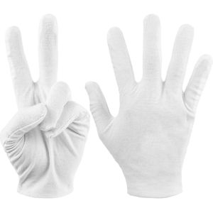 5 paar witte katoenen hydraterende handschoenen voor cosmetische handspa-behandeling inspectie serveerhand.