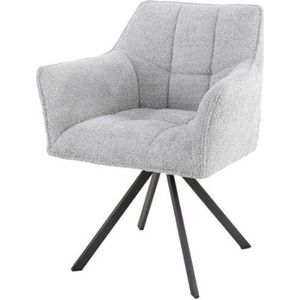 Meubelplaats Eetkamerstoelen (Set van 2) Raster Draaibaar Bouclé Zilverkleurig - Set van 2 - Modern Design