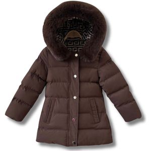 Dubbelzijdige Meisjes Winterjas – Donkerbruin - 6 Jaar