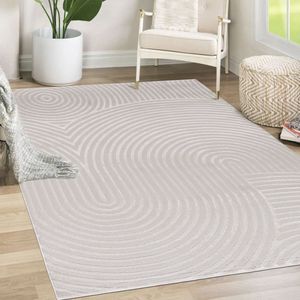 Mazovia Tapijt Beige Modern Figuren en Vormen,Figuren en Vormen - Woonkamer - Rechthoek Voeten Vloerverwarming OEKO-TEX® Certificaat - Wit Ecru - 80 x 150 cm