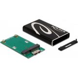 Delock - Externe Behuizing - Zwart - Voor MSATA SSD - USB 3.2 Gen 1, Tot 5 Gbps