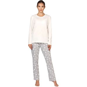 Bellivalini - BLV-BLV50-167-PJ - Dames Pyjama - Crème Melange Sterren - Lange Mouwen - Lange Broek