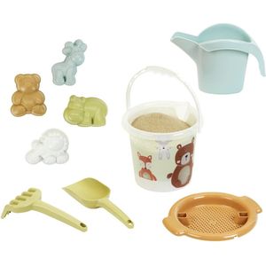 Klein Toys Little Foot dierenwereld zandset - zandemmer, zeef, handschep, handhark, gieter en dierenwereld vormpjes - gerecycled plastic - multicolor