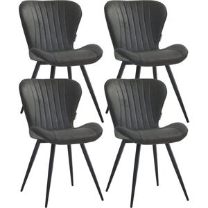 Colenis® - Star Eetkamerstoel - Set van 4 - Antraciet - Microvezel - Microfiber - Industrieel - Design - Eetkamerstoelen - Stoel