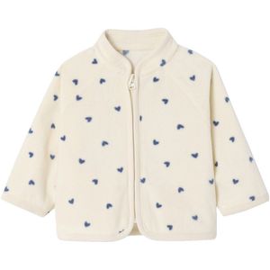 Babyvestje - Fleece - Vanille - Met Ritssluiting - Volledig Bedrukt Met Hartjes