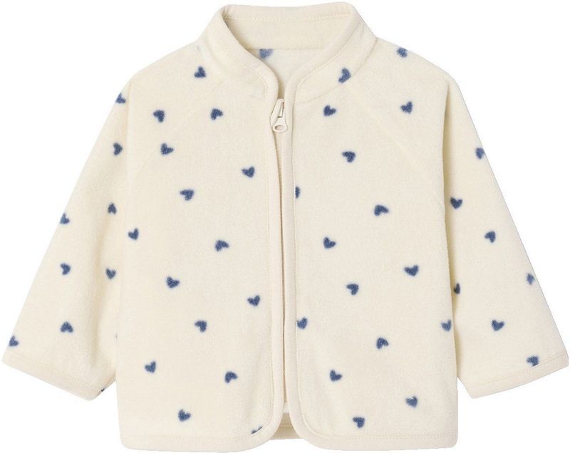 Babyvestje - Fleece - Vanille - Met Ritssluiting - Volledig Bedrukt Met Hartjes