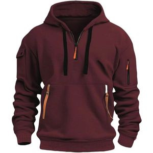 Heren hoodie met kwart rits en zakken - Fleece trui voor werk en vrije tijd