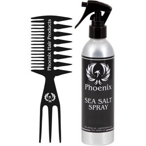 Phoenix Hair Products - Sea Salt Spray 250ml + Textuur Kam - Medium/Strong Hold - Vegan - Beach Look