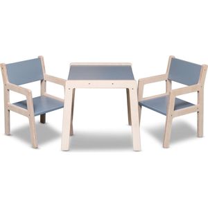 Skinnie Houten kindermeubelsetje 1-4 jaar | Tafeltje + 2 stoeltjes - denim drift | toddie.nl