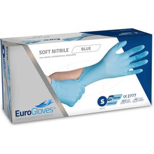 Eurogloves handschoenen soft-nitrile poedervrij blauw - Small- 4 x 200 stuks voordeelverpakking