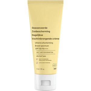 Geavanceerde Zonnebescherming Dagcrème SPF 50 | PA++++ | Hydraterende Gezichtscrème Zonder Witte Waas | Met Antioxidanten | Voor Normale Tot Droge Huid | 60 ml