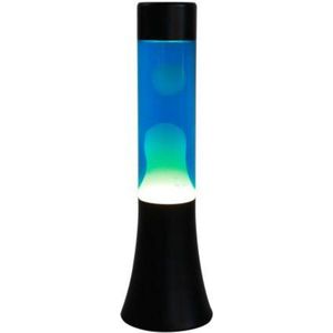 i-Total Lavalamp - Lava Lamp - Sfeerlamp - 30x9 cm - Glas/Aluminium - 25W - Blauw met witte Lava - Zwart - XL2455