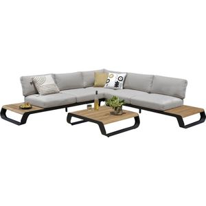 Fidji platform hoek loungeset 3 delig aluminium teak antraciet