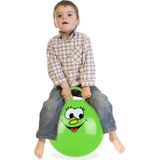 Relaxdays skippybal met smiley - springbal - diverse kleuren - stuiterbal - voor kinderen - groen