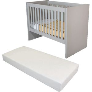 Cabino Baby Bed Met Matras Fresno Grijs 60 x 120 cm