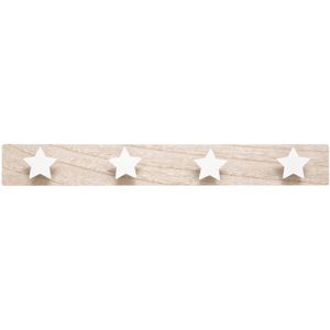 Atmosphera Kapstok kinderkamer - sterren knoppen - 4 haken - MDF hout - 55 x 7 cm - wit