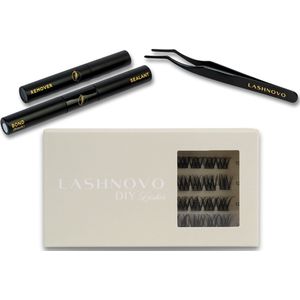 Lashnovo - Nola - DIY Cluster Lashes - 10 & 12 & 14 mm - Wimperextensions - Bond, Sealant, Remover - Nepwimpers