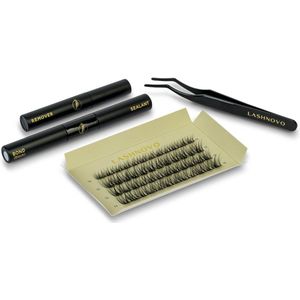 Lashnovo - Nola - DIY Cluster Lashes - 10 & 12 & 14 mm - Wimperextensions - Bond, Sealant, Remover - Nepwimpers