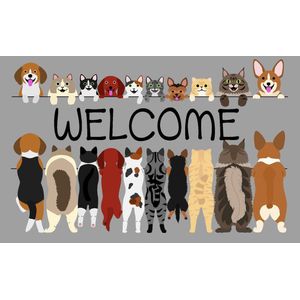 JoY@Mat Luxe indoor mat - Deurmat - Schoonloopmat - Droogloopmat - Welcome Dogs&Cats- 40cmx60cm - Polyamide