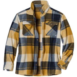 ATLAS FOR MEN - Geruit overshirt van sherpa - Heren - Verkrijgbaar in grote maten - L