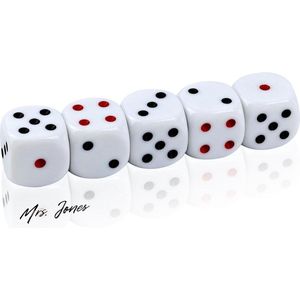 Mrs. Jones 5 stuks grote dobbelstenen 30 mm standaard dobbelstenen met tweekleurige 6-zijdige acryl dobbelstenen set met afgeronde hoeken D6 voor poker spel feestbordspellen .
