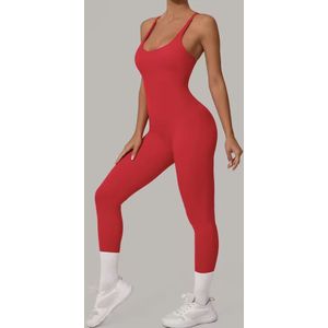 Ignite Power Jumpsuit – Maat L - Rood - Red - Seamless Sport Jumpsuit Dames – Comfort Fit