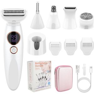 Epilator voor het gezicht van vrouwen - Scheerapparaat voor intieme delen - Elektrische epilator - Neushaartrimmer - 5-in-1 epilator voor lichaam en gezicht - IPX7 waterdichte gezichts- en epilator - Elektrisch scheerapparaat voor vrouwen - Met USB-o