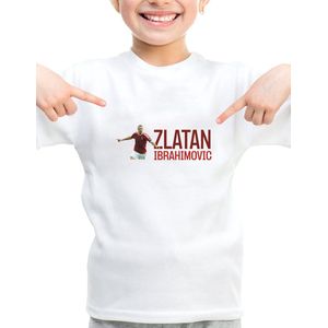 Zlatan Ibrahimovic - Kinder shirt met tekst- Kinder T-Shirt - Wit - Maat 98/104 - T-Shirt leeftijd 3 tot 4 jaar - Grappige teksten - Cadeau - Shirt cadeau - Voetbal tekst- verjaardag