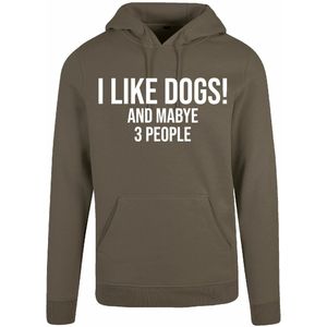 7311 - Hoodie - I Like Dogs-Olive-L