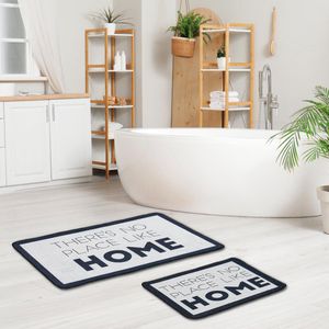 Unyqoos® Zachte en Absorberende Badkamermat Set met Antislip Onderkant in Zwart-Wit Ontwerp