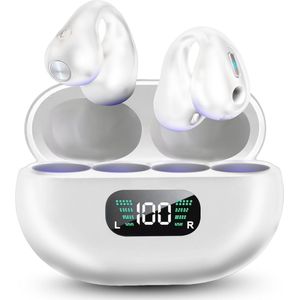 Auralis Halo Open-Ear Oortjes voor Sport – Bone Conduction Headphone - Draadloze Koptelefoon met Microfoon - Oordopjes Draadloos met Microfoon voor Hardlopen & Fitness - Wit