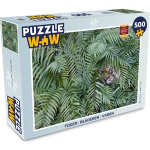 Puzzel Tijger - Bladeren - Varen - Legpuzzel - Puzzel 500 stukjes