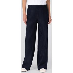 Jansen - Aleida - Wide Leg Pantalon - Donkerblauw - Krijtstreep