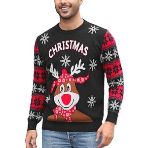 Grappige kersttrui voor heren - warme ugly sweater met rendierdesign