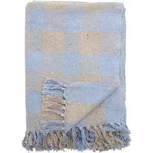 Bloomingville Largs plaid, blauw, gerecycled katoen