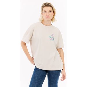 Protest Prtshelly - T shirt Dames - Korte mouwen - Ronde hals - Relaxed fit – Kitoffwhite