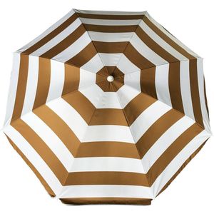 Parasol - goud/wit - gestreept - D180 cm - UV-bescherming - incl. draagtas