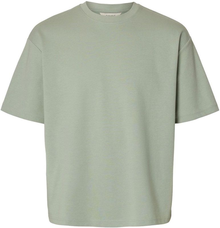 Selected Homme Heren T-Shirt SLHLOOSEOSCAR regular fit Grijs L Ronde Hals Volwassenen