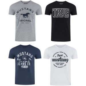 Mustang Heren T-Shirt regular fit Veelkleurig M Ronde Hals Volwassenen