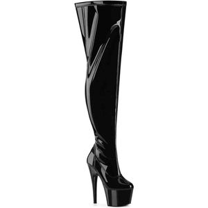 Platform Overknee Hoge Hakken Zwart Zeer Brede Schacht Maat 37-46 XXL Platform Overknee Hoge Hakken Zwart Zeer Brede Schacht Maat 37-46 XXL