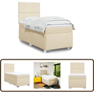 vidaXL Boxspring met matras stof crèmekleurig 90x190 cm