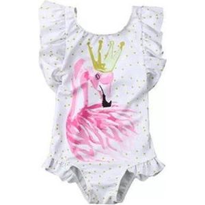 Badpak - Zwaan - Wit - Stipjes - Maat 74/80