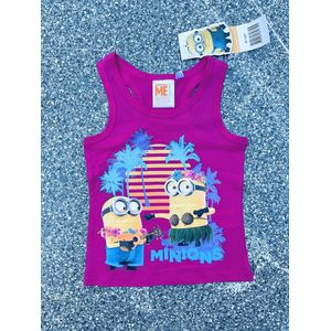 Minions Shirt - Mouwloos - Fuchsia - Maat 92/98
