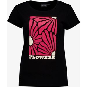 TwoDay dames T-shirt zwart met bloemen - Maat M