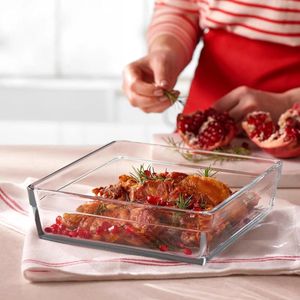 Paşabahçe Borcam Gri Kapaklı met rechthoekig deksel / 59006 - 1950 cc