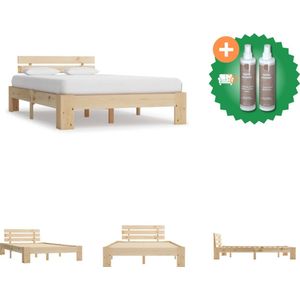 vidaXL Bedframe massief grenenhout 140x200 cm - Bed - Inclusief Onderhoudsset