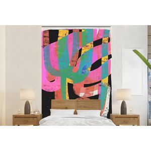 Abstract - Kleuren - Roze - Groen - Kunst - Behangpapier