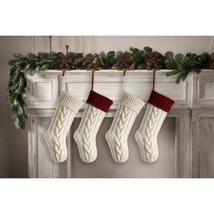 Gebreide kerstsokken - 4 stuks - 46 cm - geschikt voor thuisdecoratie tijdens de feestdagen - geschikt als cadeau voor familie, vrienden en kinderen - Kerstsokken - Kerstbenodigdheden - Kerstdecoratie cadeauzakjes - hangers - decoraties