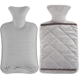 1 warmwaterkruik met deksel 2 liter warmwaterkruik - pluche hoes - handwarmzak - pijnverlichting - grijs .
